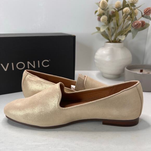 Vionic Willa II Slip-on Leather Slip On Flat Metallic Gold Women's 9.5M - Picture 6 of 10